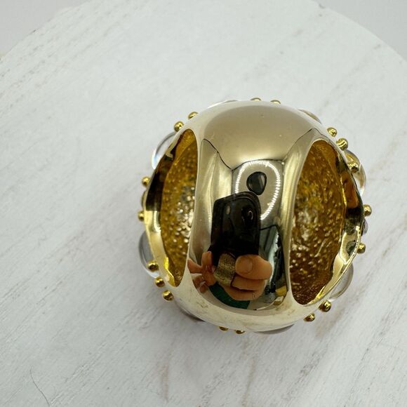 Huge Domed Cocktail Ring Faux Garnet With Clear Cabochons HSN QVC Size 6.5 - Picture 7 of 13